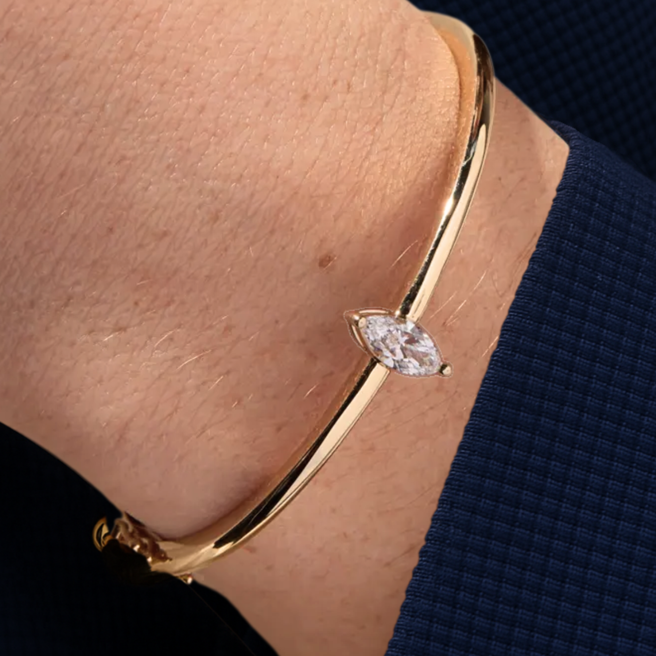 Marquise Lab Grown Diamond Center Stone Bangle