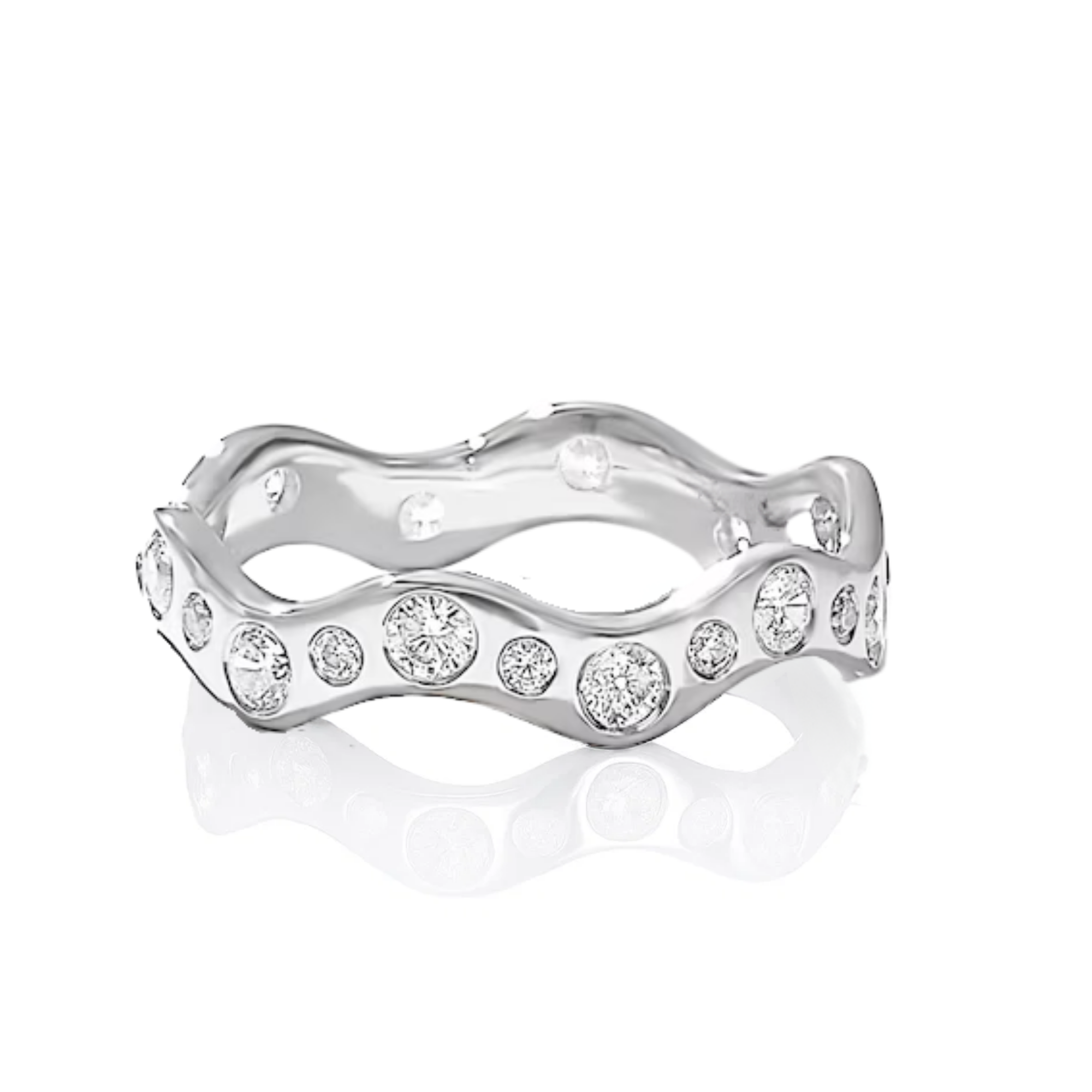 14K Solid Gold Stacking Full Eternity Ring for Women