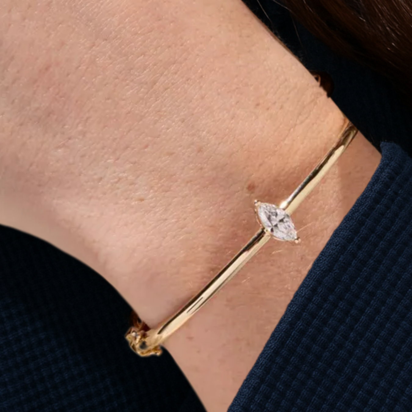 Marquise Lab Grown Diamond Center Stone Bangle