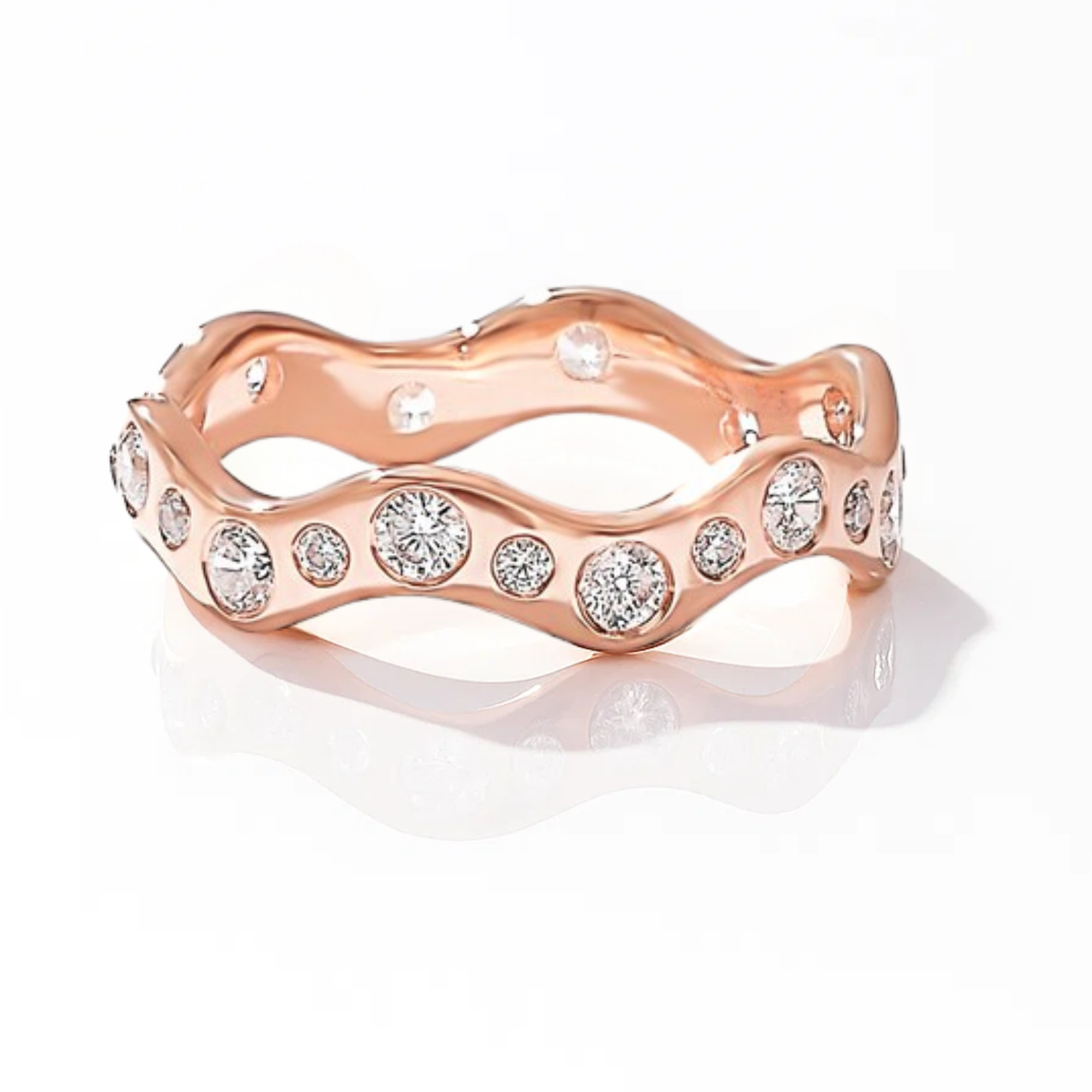 14K Solid Gold Stacking Full Eternity Ring for Women