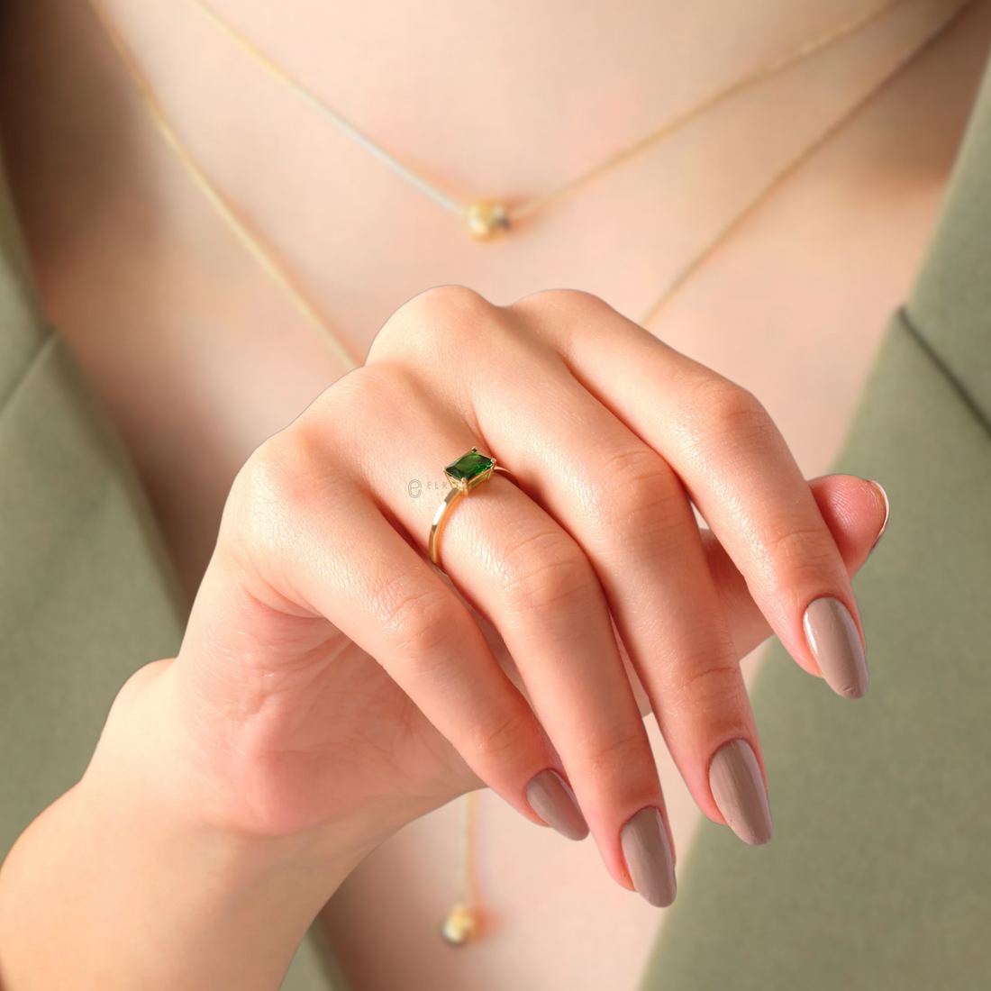 2.00 CT Emerald Emerald Engagement Ring, Birthstone Solitaire Wedding Ring Her