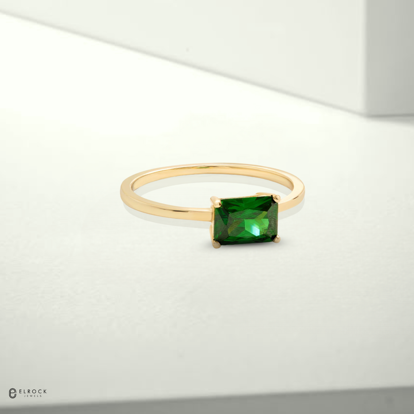 14k Birthstone Solitaire Wedding Ring Her, 2.00 CT Emerald Engagement Ring