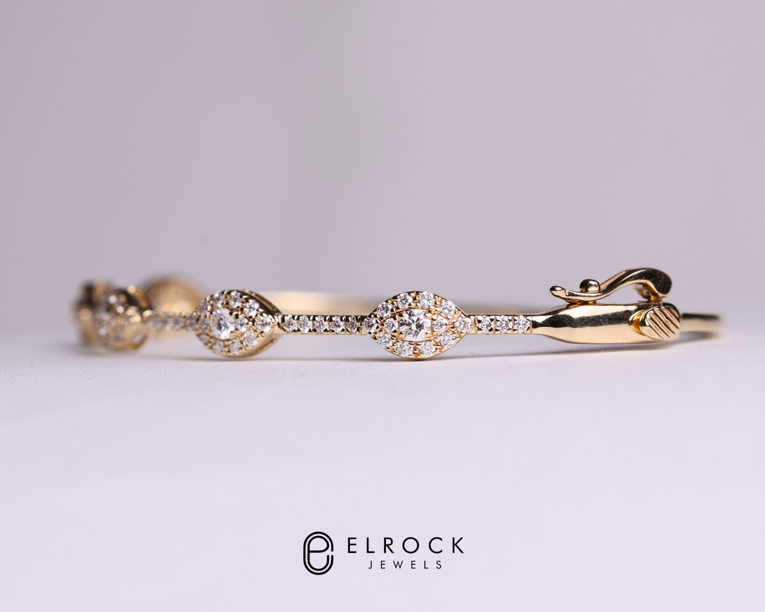 14K Round Diamond Bangle Bracelet 0.99 ctw, Stackable Diamond Bracelet