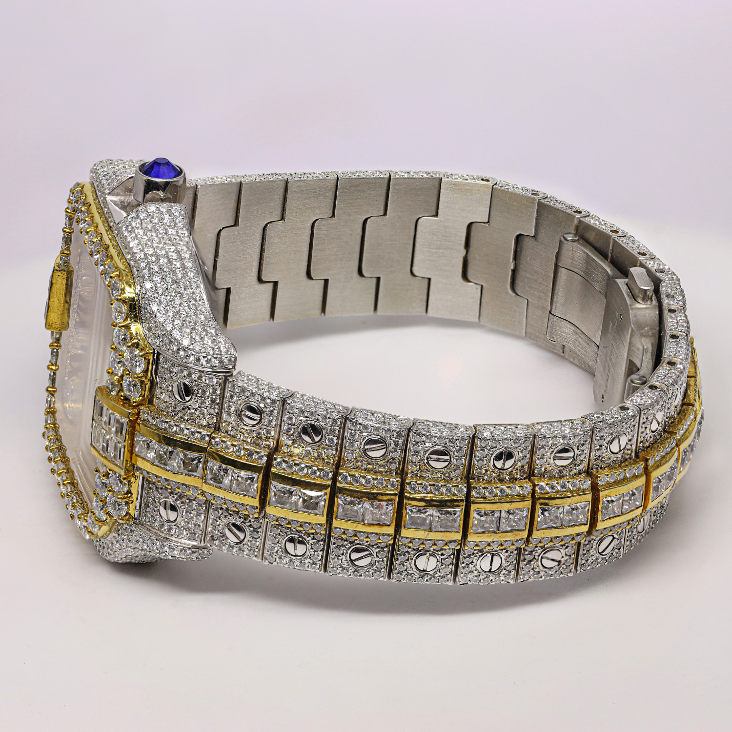Classic Round, Baguette and Princess Iced Out Moissanite Automatic Watch For Men