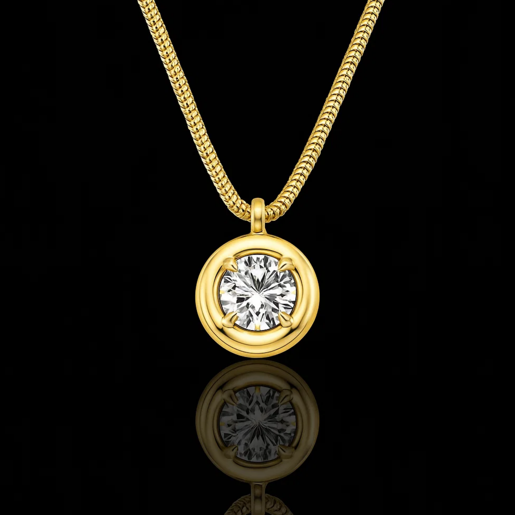 14K Gold Round Shaped Garnet Necklace
