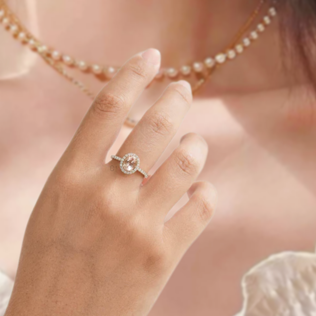 1.33 TCW Morganite Engagement Ring | Oval Morganite Wedding Ring