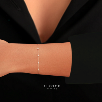 14k Gold Diamond by the Yard Bracelet | 14k Gold Diamond Bezel Bracelet Diamond Bracelet
