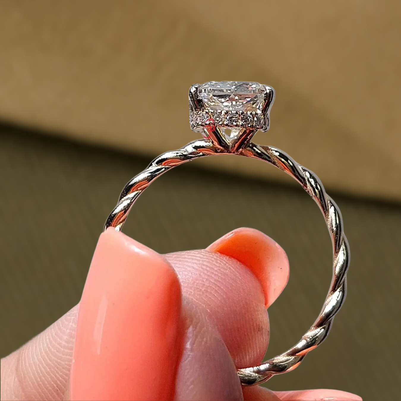 14K Gold 2.0 CT Cushion Cut Engagement Ring