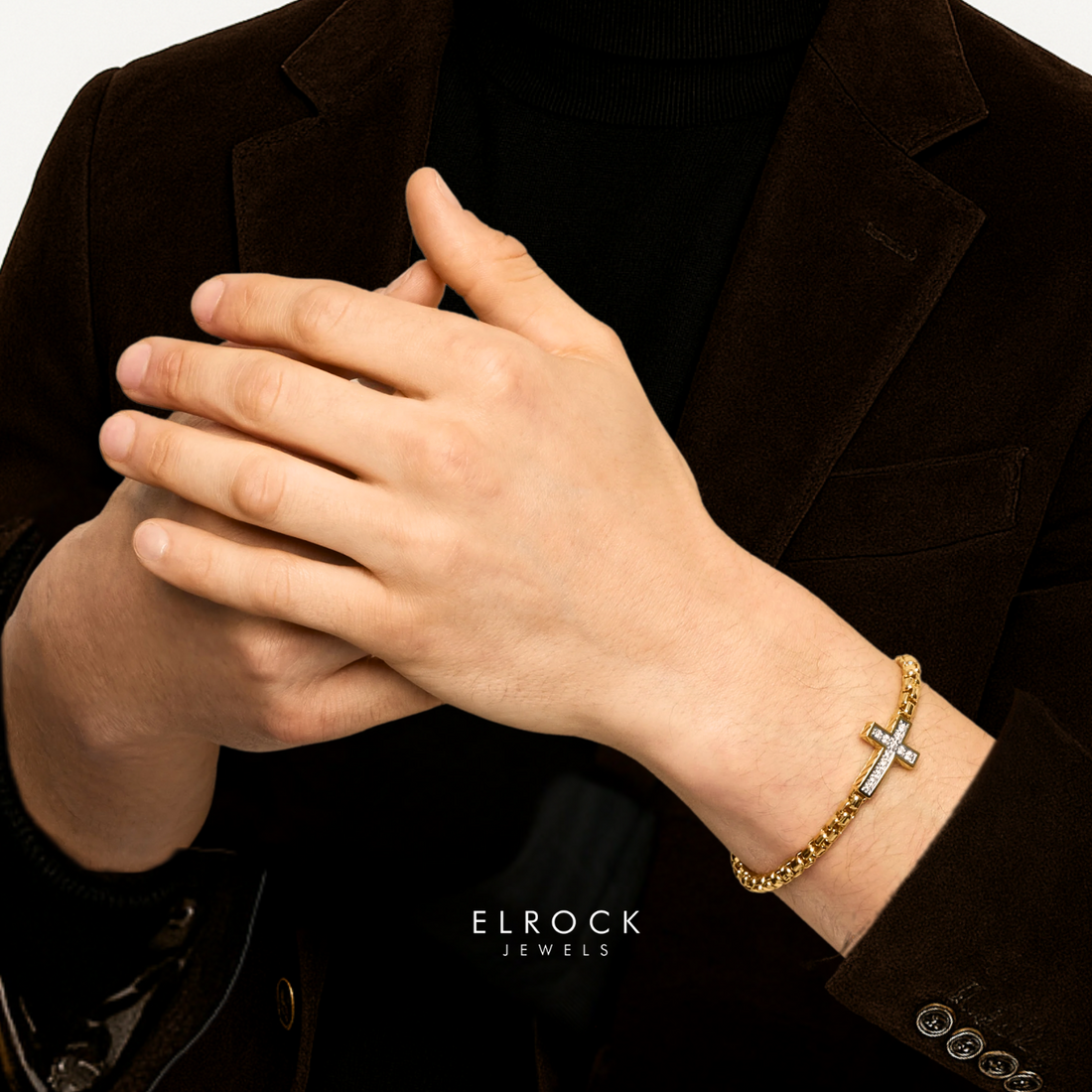 14K Solid Gold Diamond Cross Bracelet| Religious Jewelry Baptism Gift| Christian Bracelet