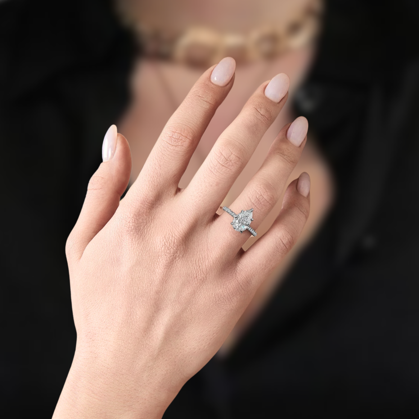 14K Gold 2.51ct Pear Cut Lab Grown Diamond Engagement Ring