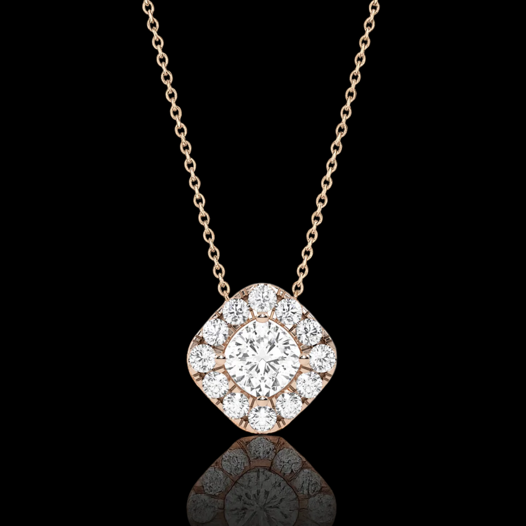 14K Gold Diamond Solitaire Pendant Necklace