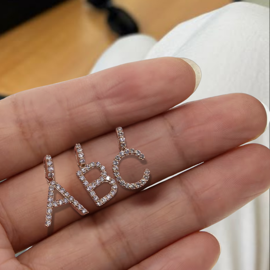 0.36 Ct 14K Gold Diamond Initial Necklace