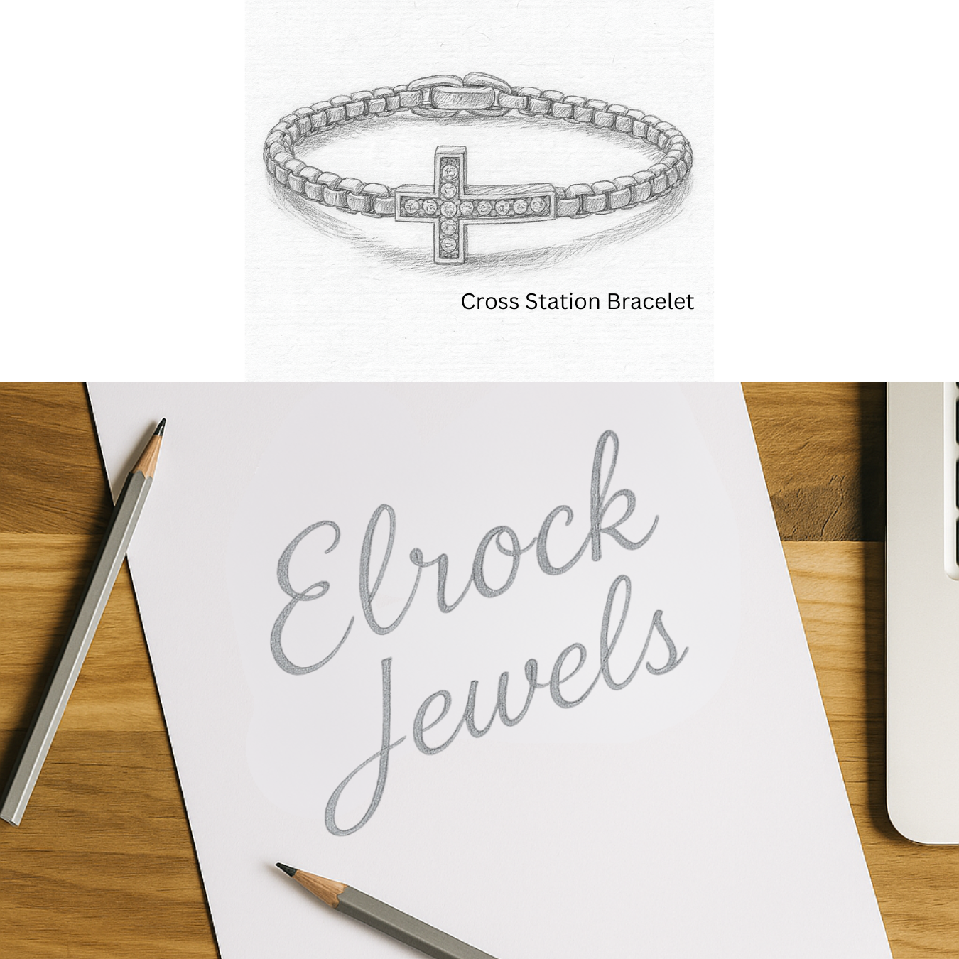 14K Solid Gold Diamond Cross Bracelet