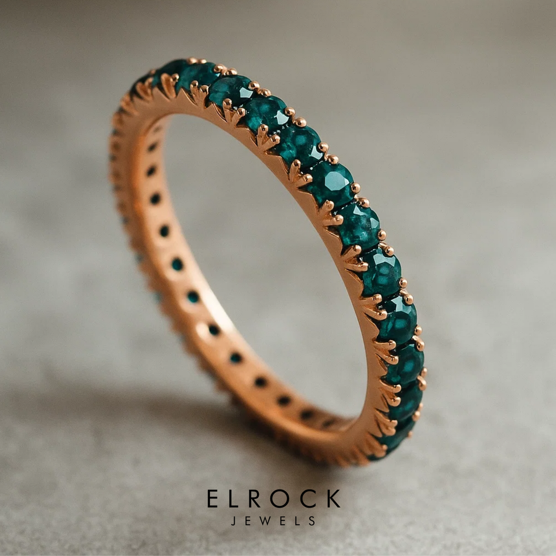 14K Teal Sapphire Ring, Blue Sapphire Full Eternity Band. Sapphire Wedding Band, Stacking Band