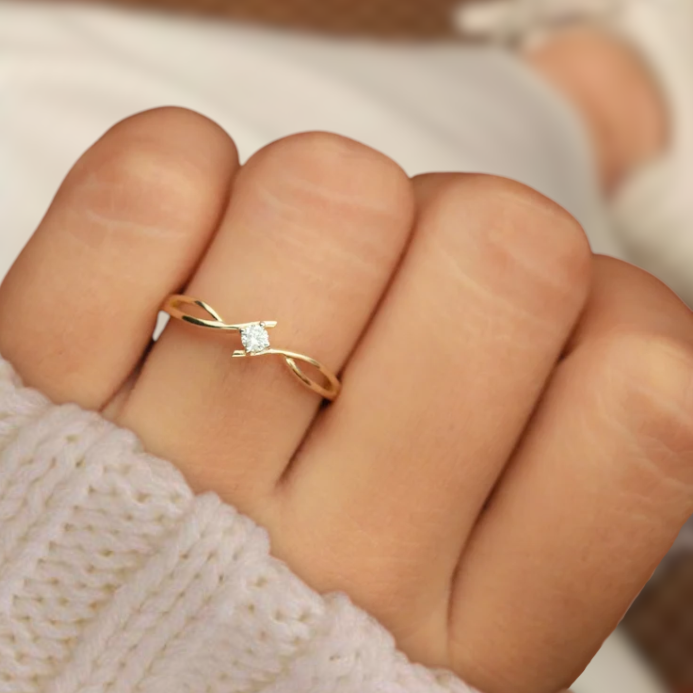14K Yellow Gold 0.50 CTW Celtic Style Solitaire Lab Diamond Engagement Ring