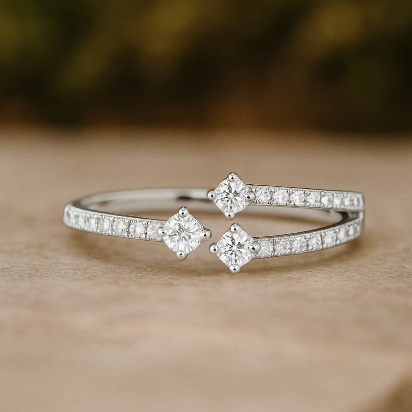 14k Solid Gold Unique Diamond Crossover Ring for Women