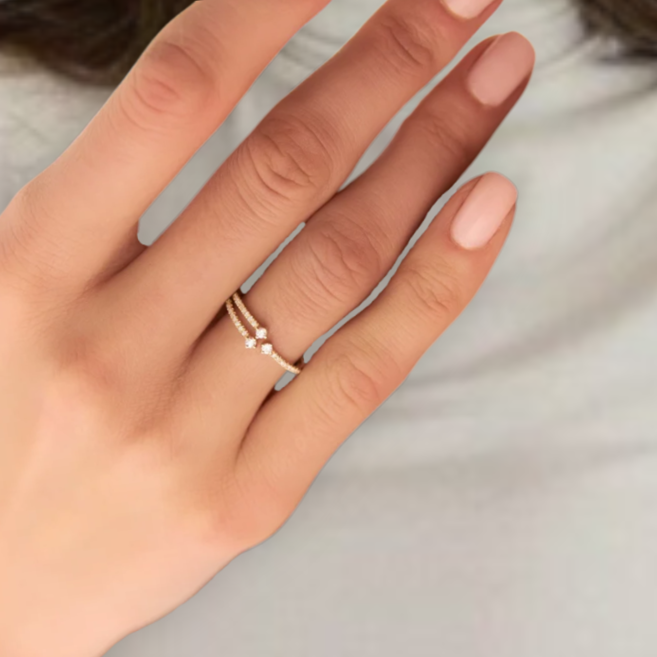 14k Solid Gold Unique Diamond Crossover Ring for Women