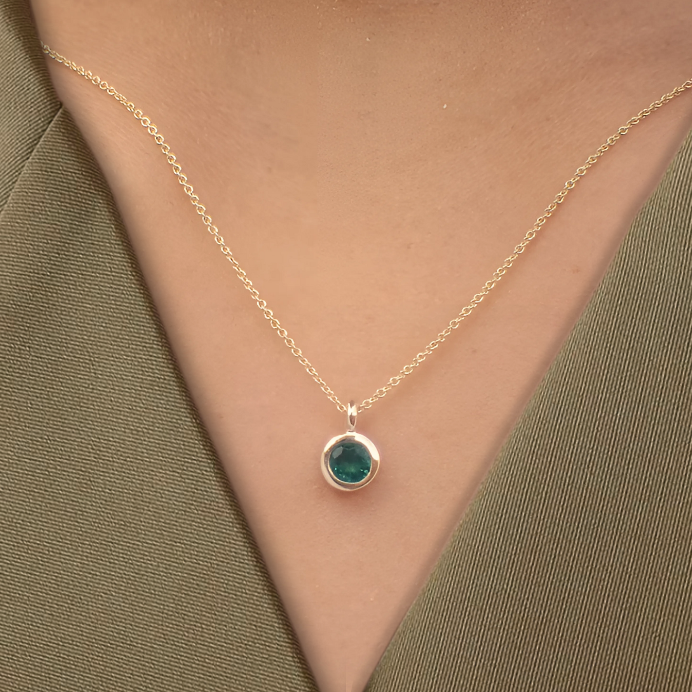 14K Gold Emerald 0.14 CT Emerald Stone May Birthstone