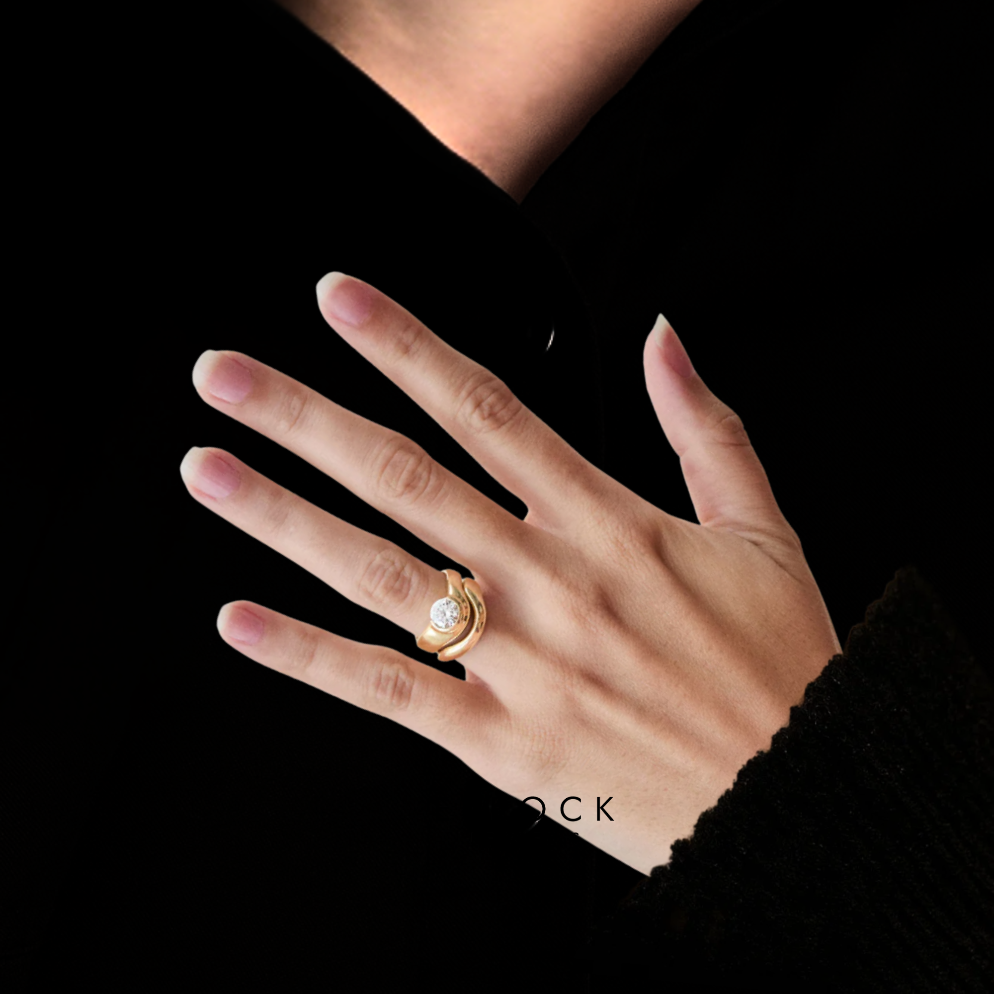 14K Gold Signet Band Round Lab Grown Diamond Promise Ring