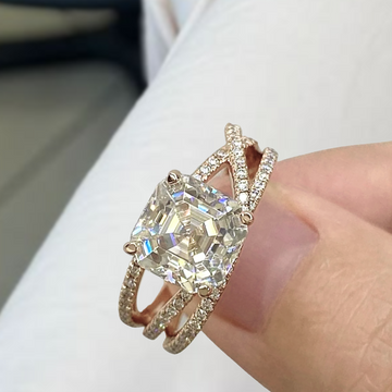 3.00 CT Criss Cross Wedding Ring | Asscher Cut Lab-Grown Diamonds with IGI Certification