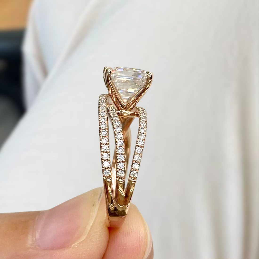 3.00 CT Criss Cross Wedding Ring | Asscher Cut Lab-Grown Diamonds with IGI Certification