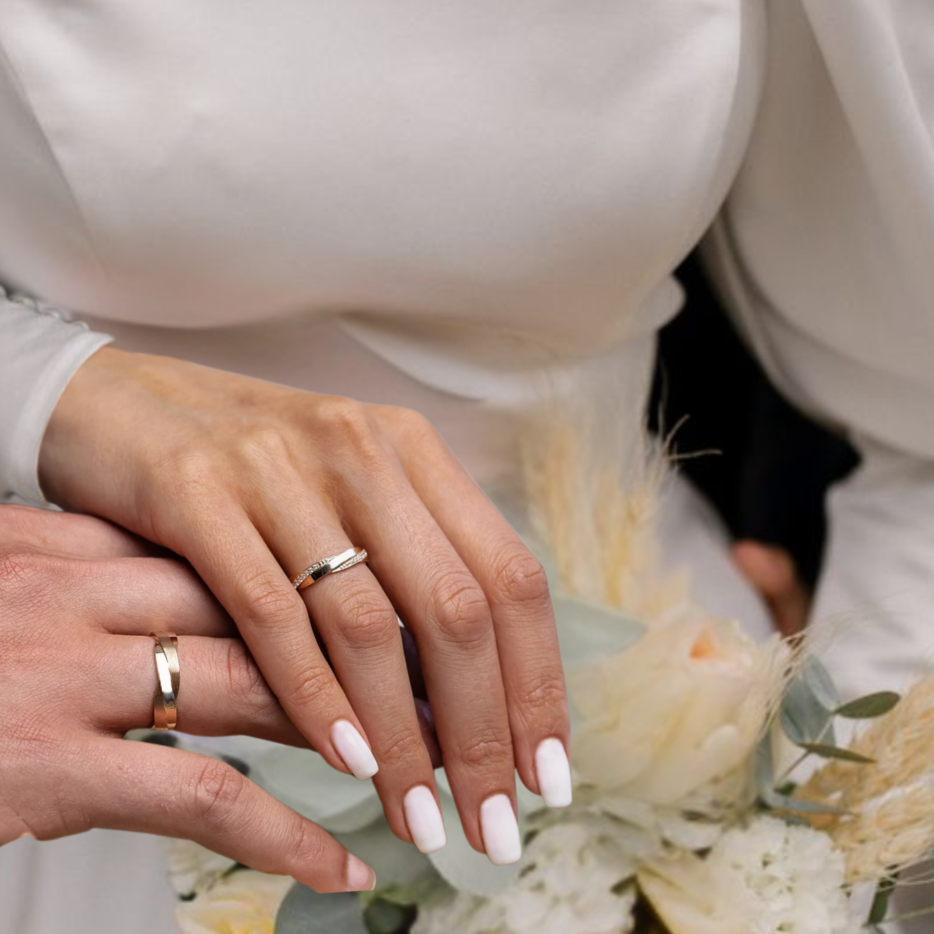 Couple Matching 14K Gold Wedding Diamond Anniversary Band