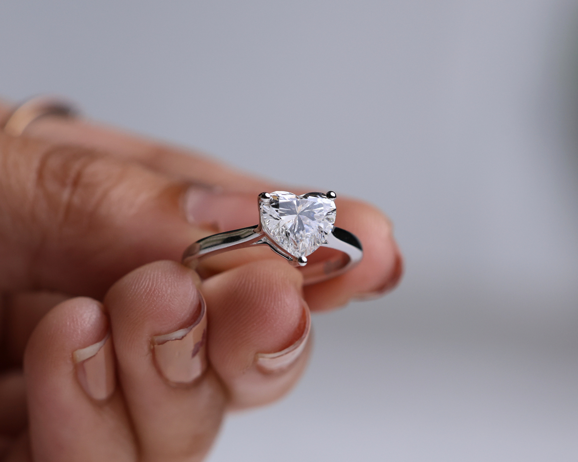 14K Gold Solitaire Heart Shaped Diamond Engagement Ring