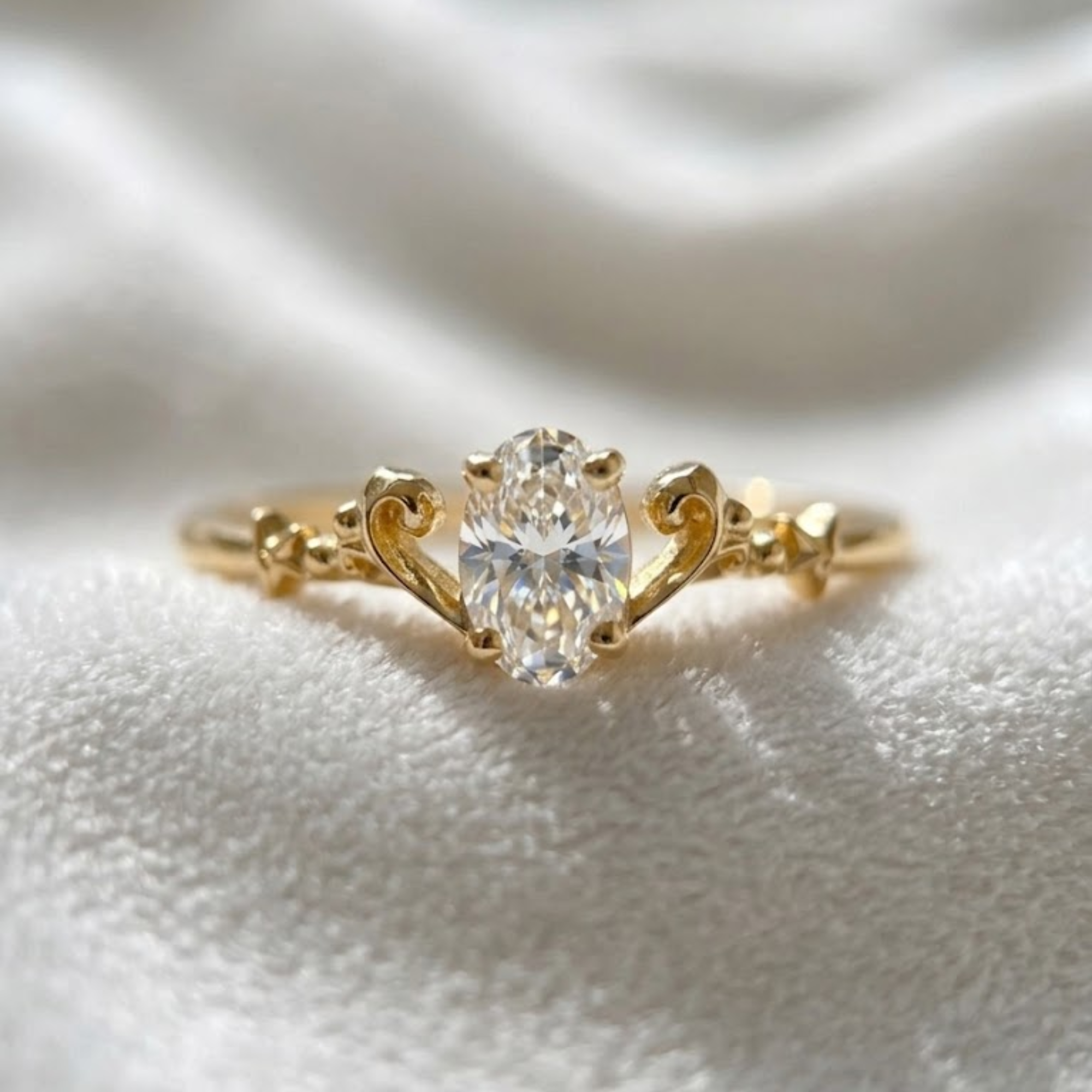 Oval Lab Grown Diamond Ring | 14K 18K Gold Venus Ring