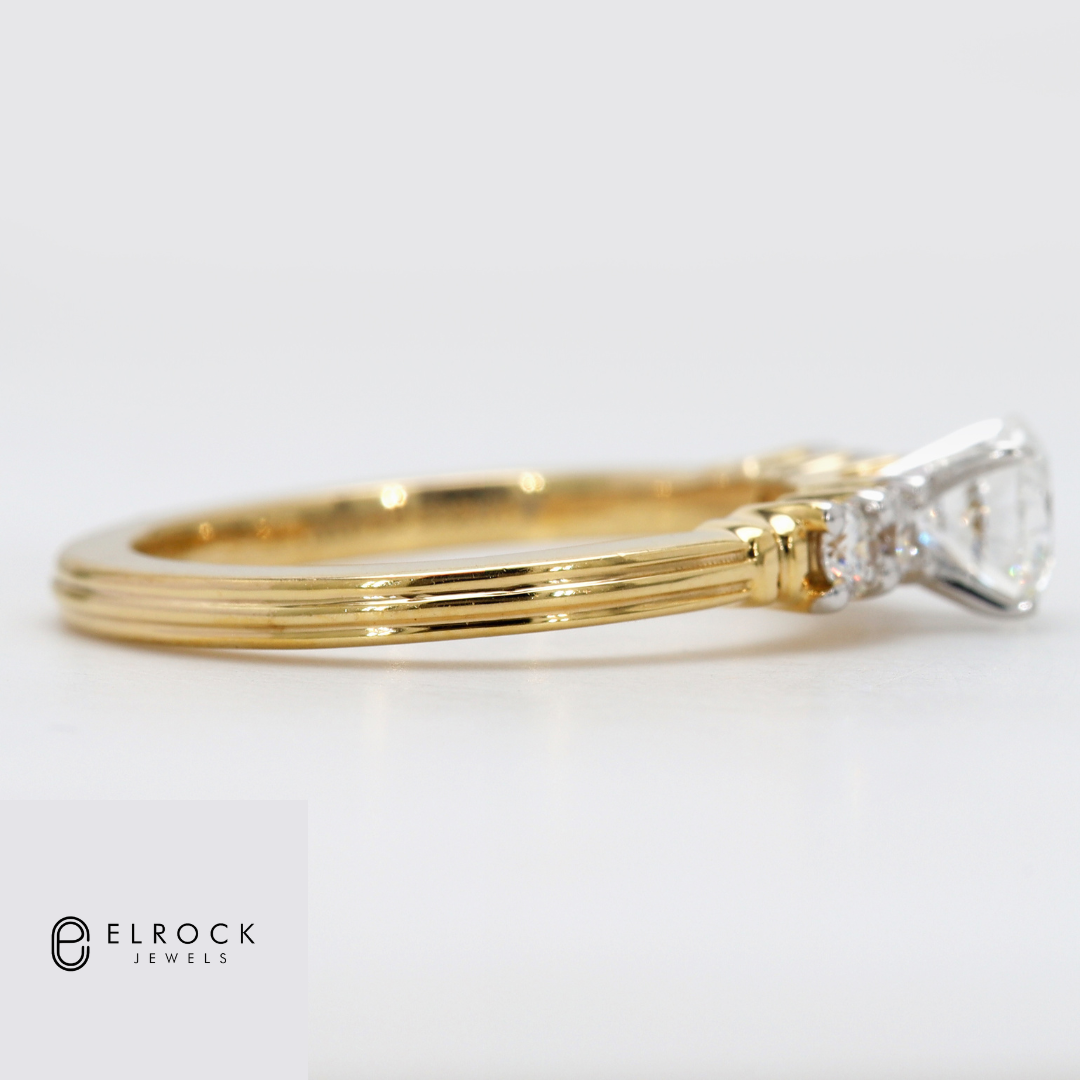14K Gold Round Five Stone Diamond Ring