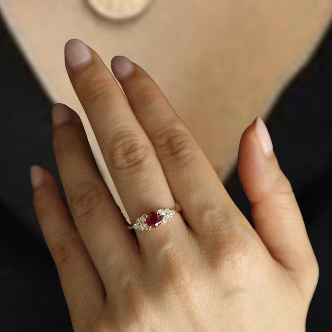 14K Ruby July Birthstone 0.60 Carat Ruby Engagement Ring
