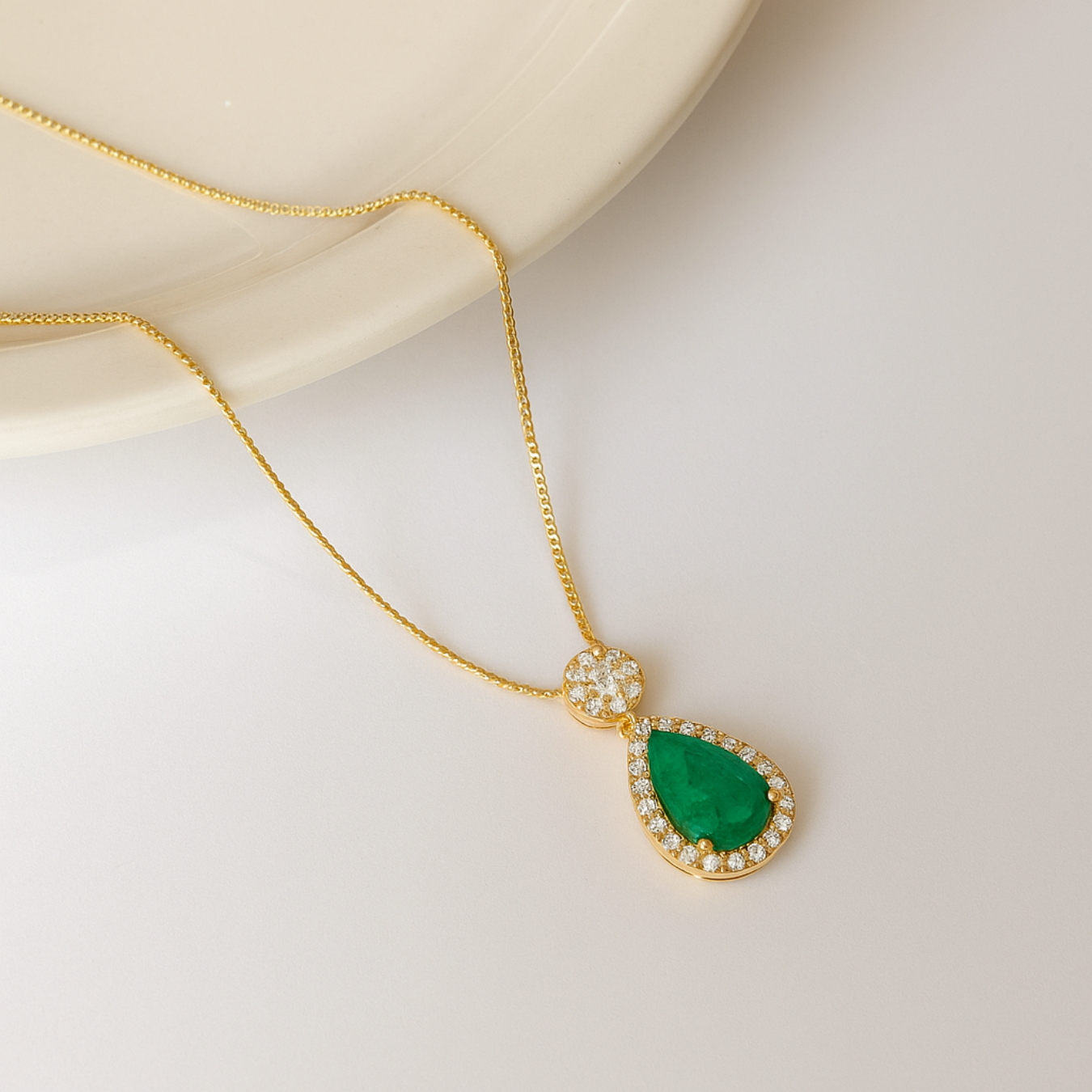 14K Gold Lab Grown Diamond Halo Setting Necklace