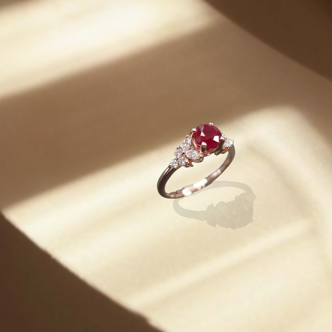 14K Ruby July Birthstone 0.60 Carat Ruby Engagement Ring