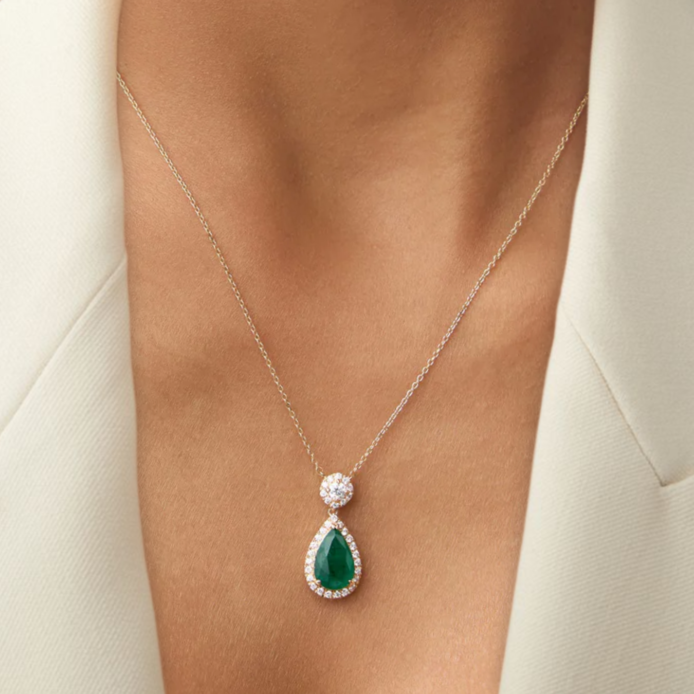 14K Gold Lab Grown Diamond Halo Setting Necklace