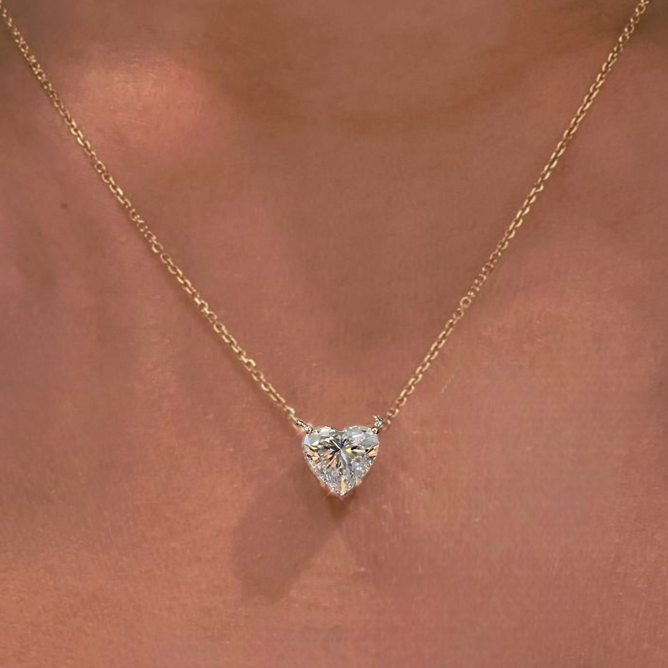 Heart Shape Diamond Necklace, Heart Cut Diamond, Minimalist Necklace,14K Gold or Silver