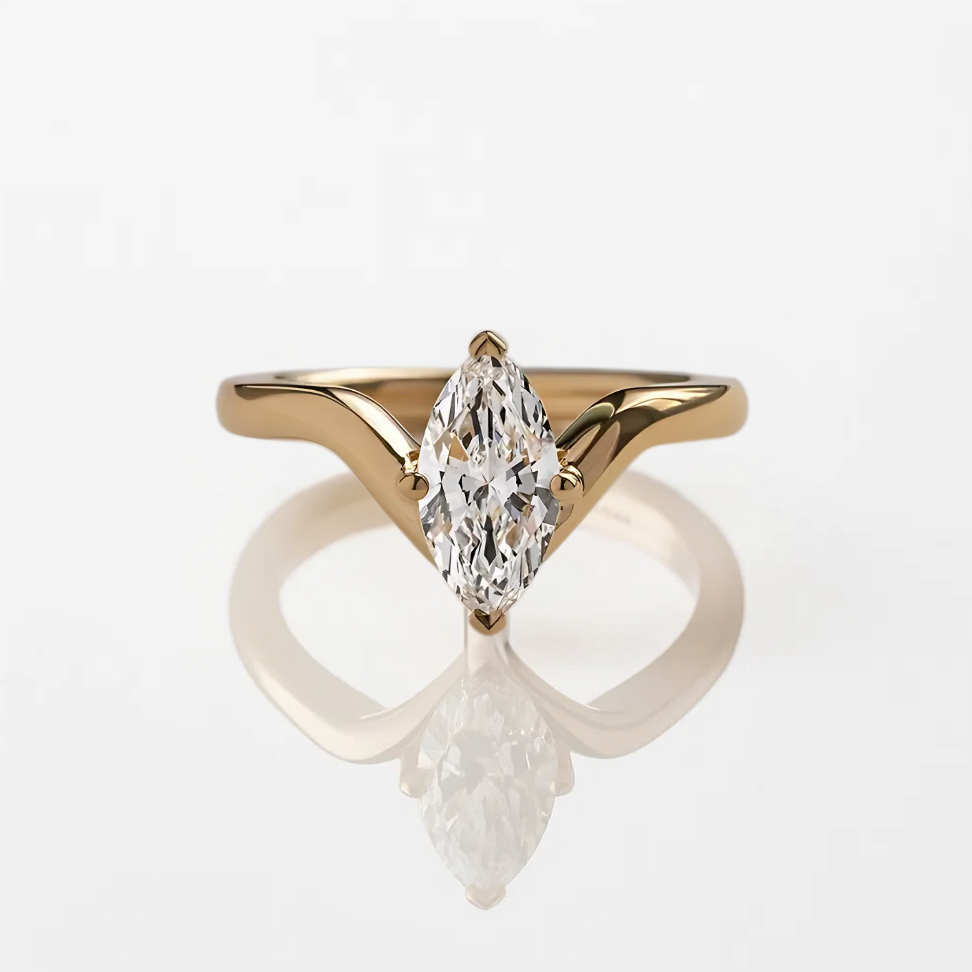 14K Gold Marquise Cut Ring with Lab Grown Diamond Ring