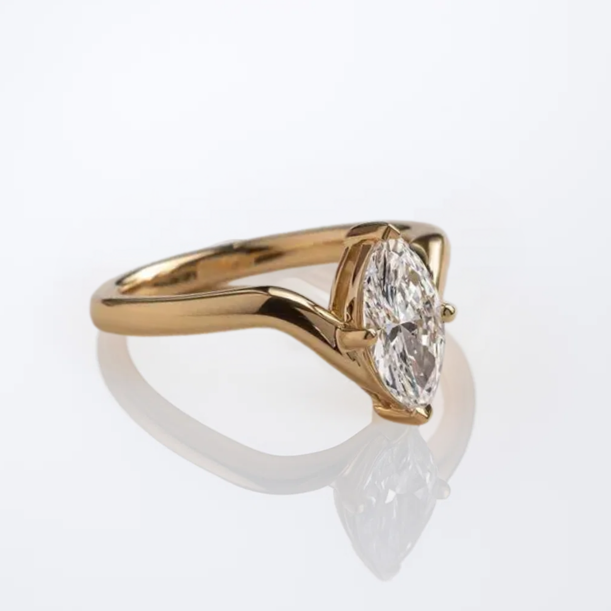 14K Gold Marquise Cut Ring with Lab Grown Diamond Ring