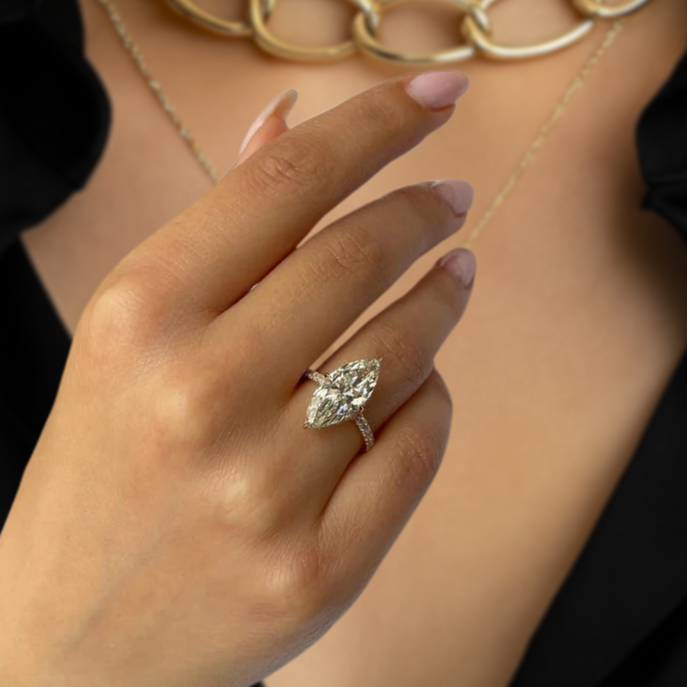 Gold Marquise Brilliant Cut Ring