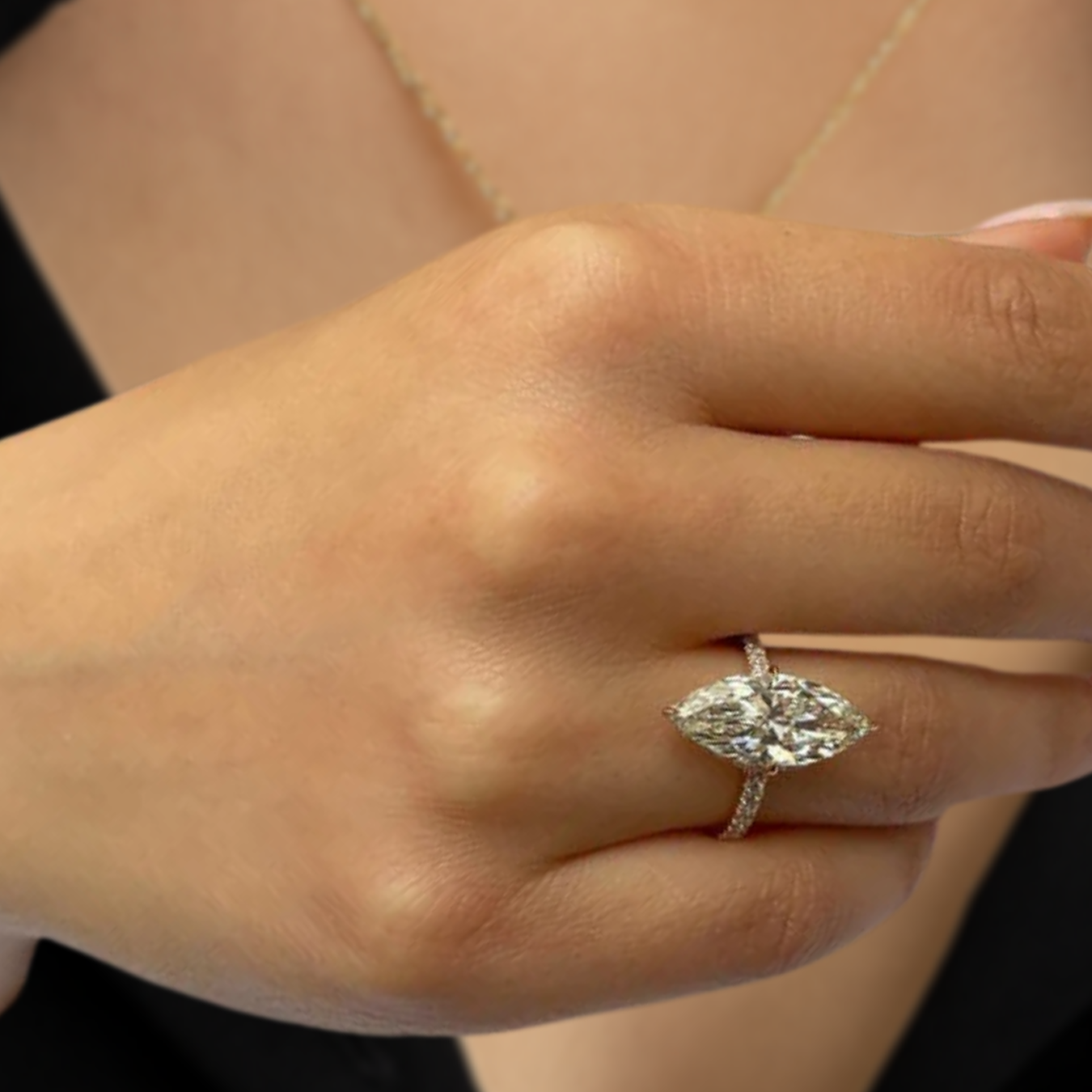 Gold Marquise Brilliant Cut Ring
