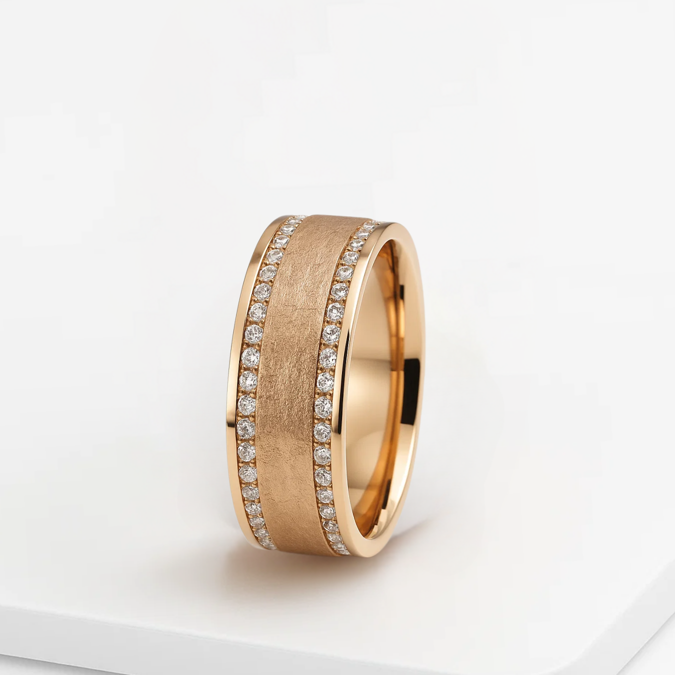 14K Men's Diamond Wedding Band, Lab Grown Diamond Band