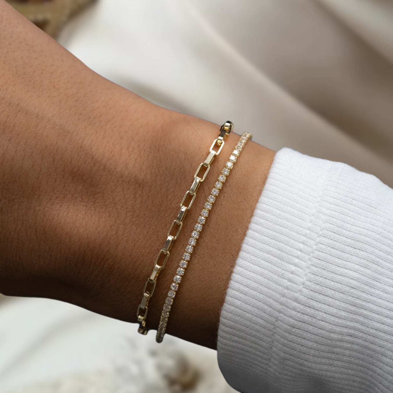 Paperclip Bracelet with Diamond Lab Grown Diamonds