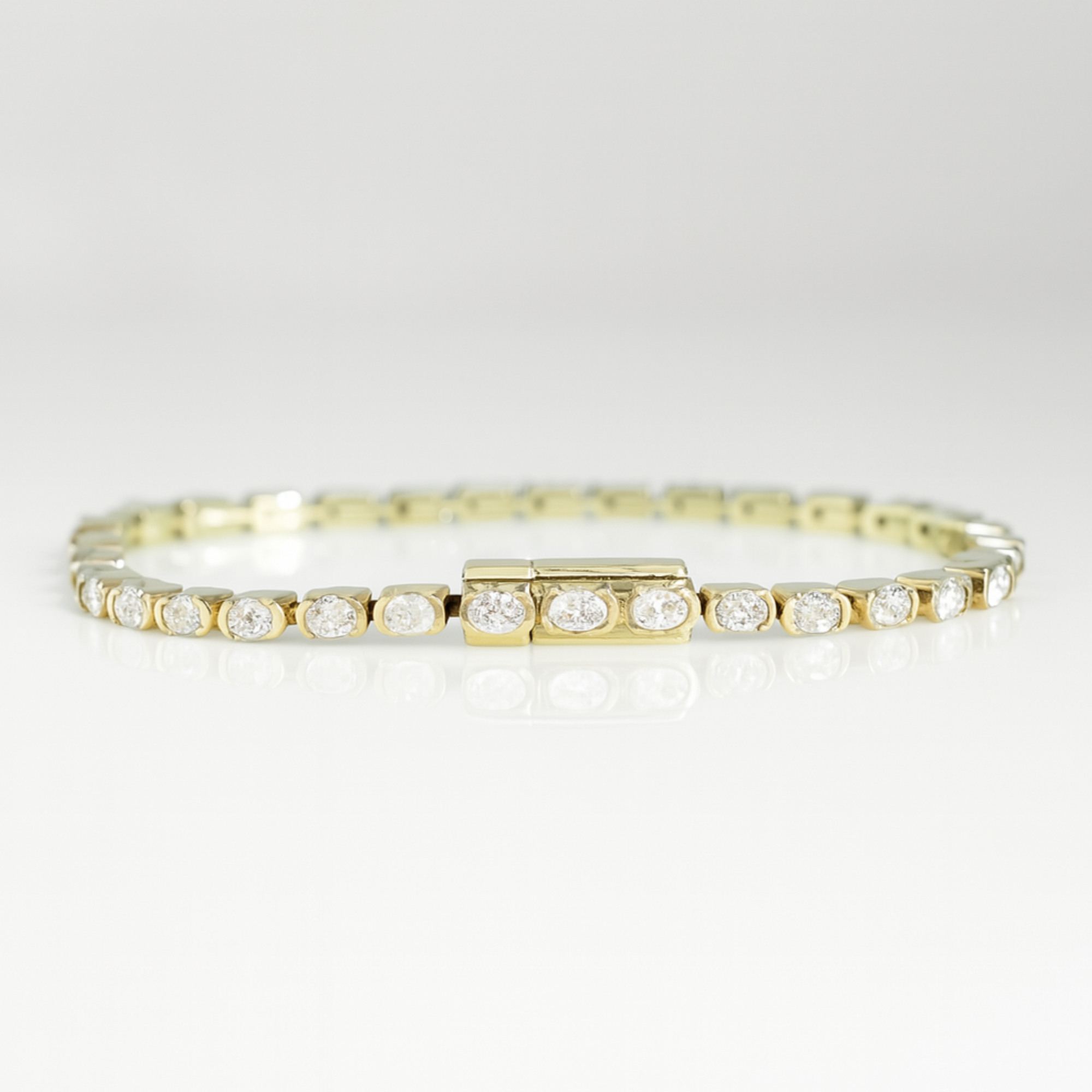 14K Oval Cut Lab Grown Diamond Tennis Bracelet