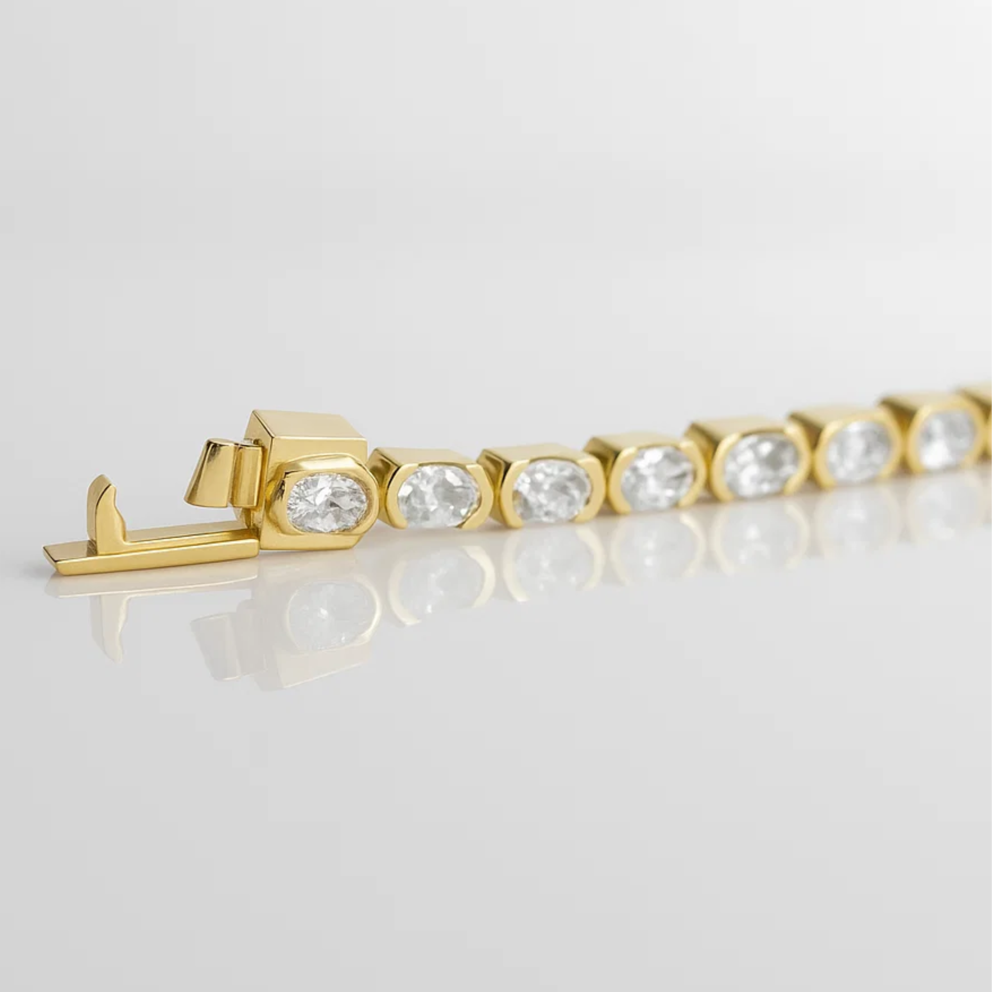14K Oval Cut Lab Grown Diamond Tennis Bracelet