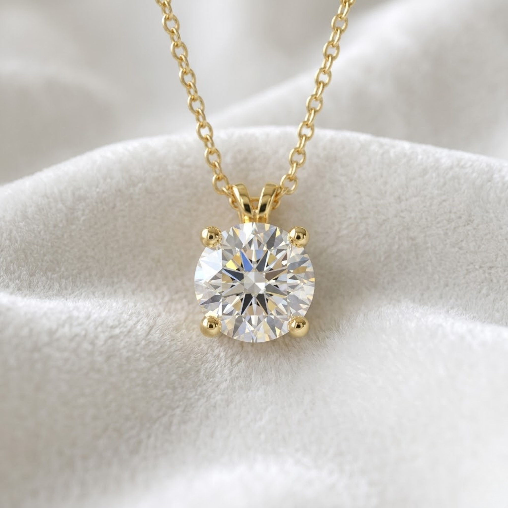 14K White Gold 1.70 Carat Solitaire Lab Grown Diamond Pendant Necklace