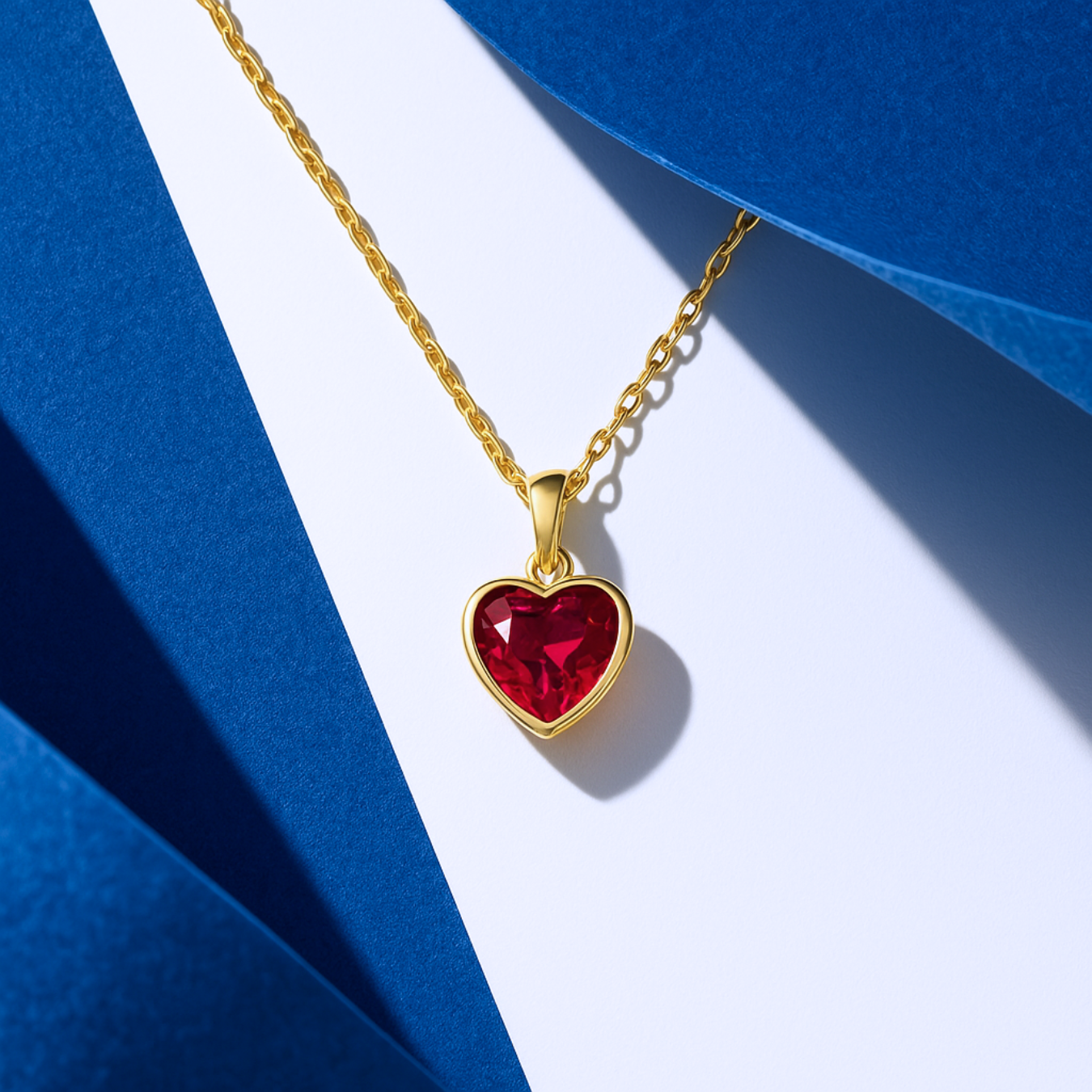 1.00 CT Ruby Heart Pendant with 14K Solid Gold