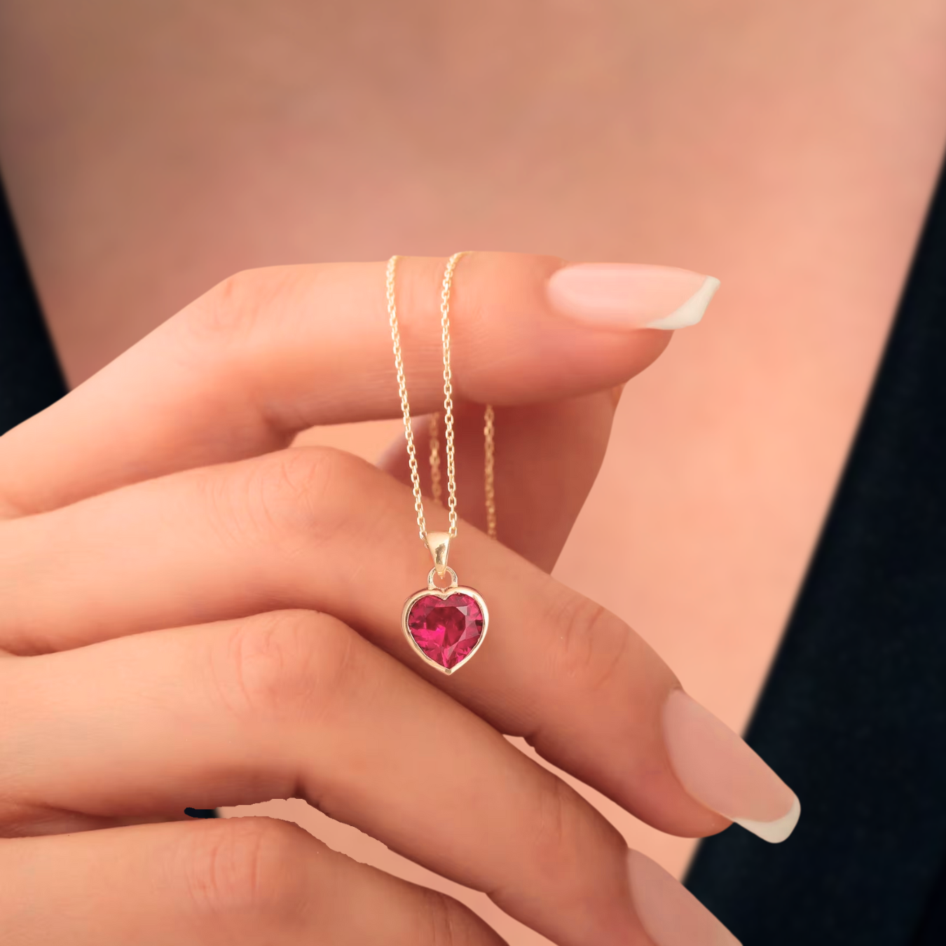 1.00 CT Ruby Heart Pendant with 14K Solid Gold