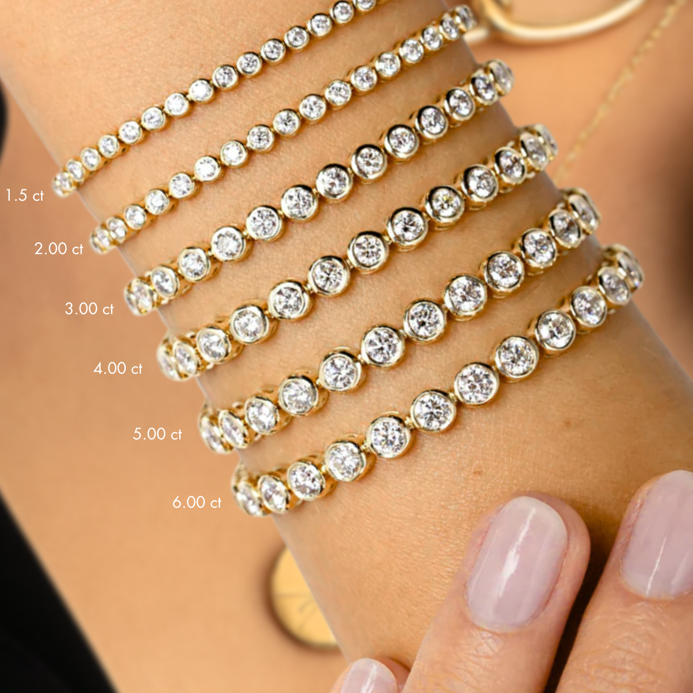 Diamond Bezel Set Tennis Bracelet 