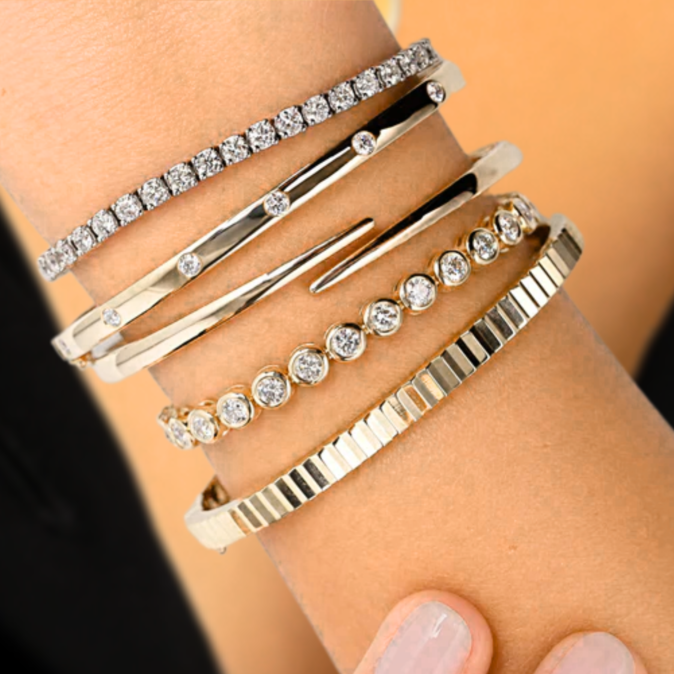  Diamond Bezel Set Tennis Bracelet 