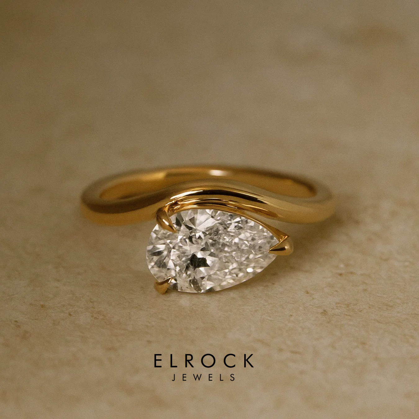 3.00 TCW 14K Gold Pear Shaped Wave Lab Grown Diamond Engagement Ring