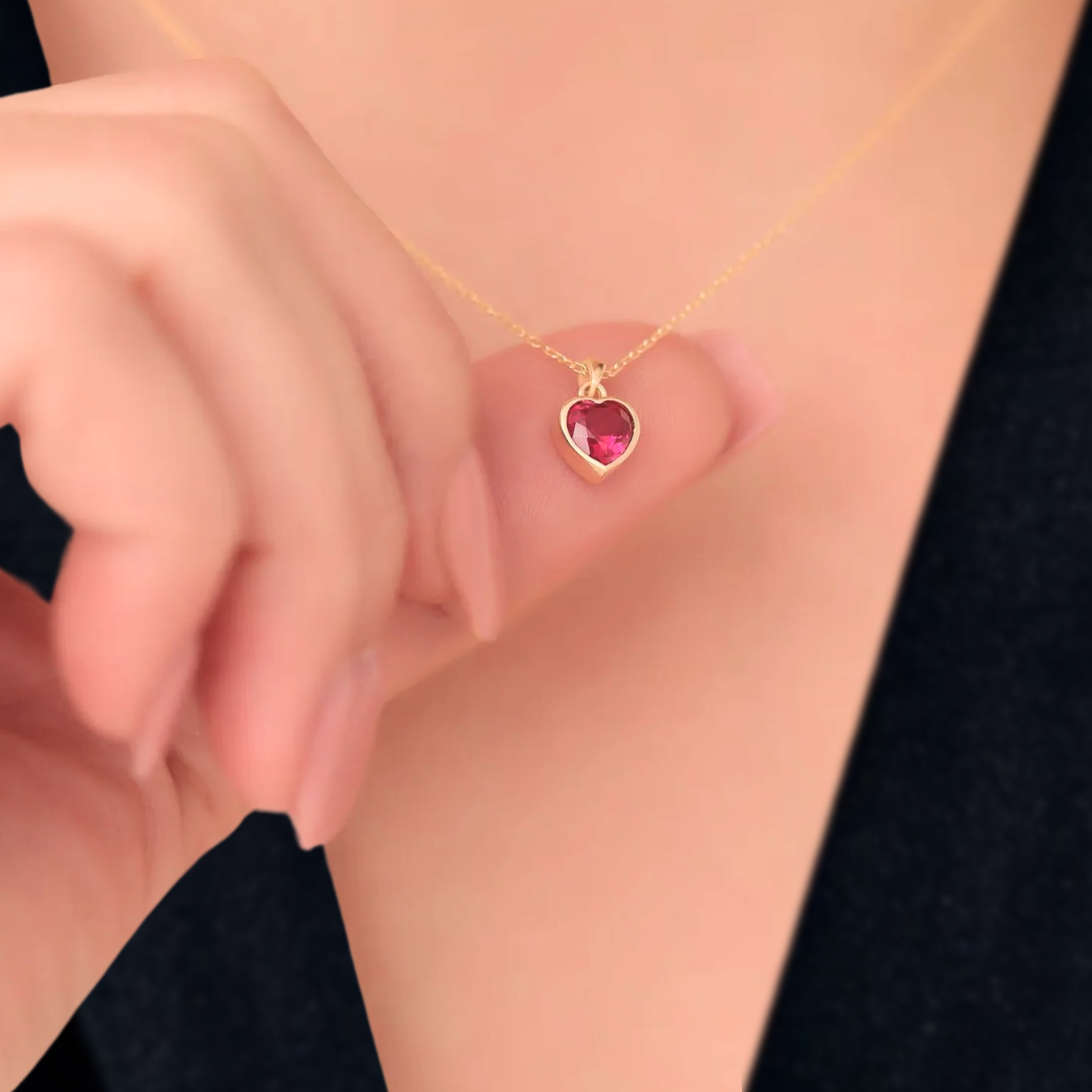 1.00 CT Ruby Heart Pendant with 14K Solid Gold