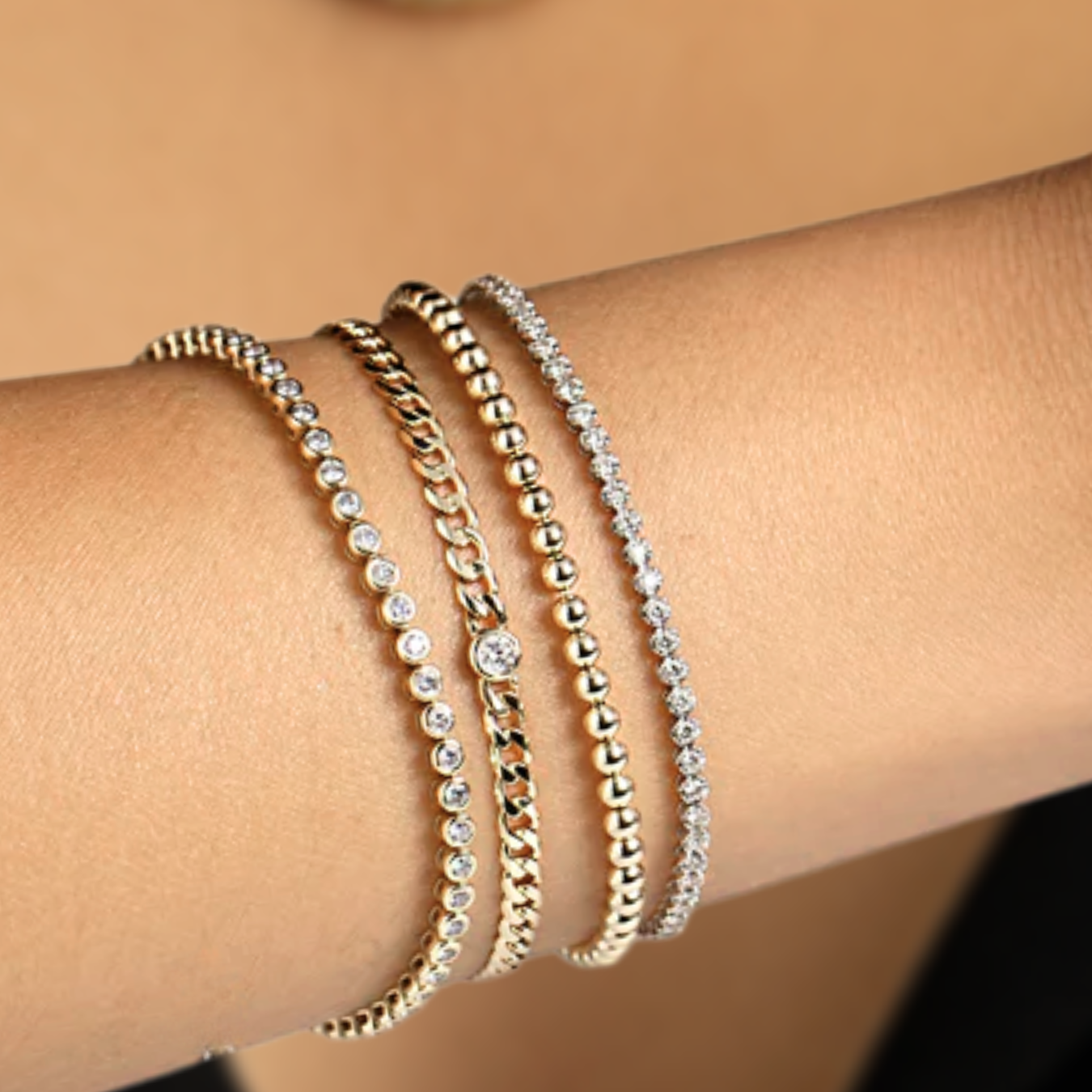  Diamond Bezel Set Tennis Bracelet 
